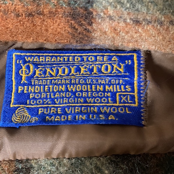 VTG 70’s Pendleton Woolen Mills OR Virgin Wool Xl Plaid Shacket Coat Warm Tones - Picture 9 of 17